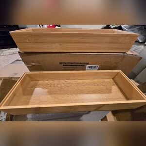 Greatseas 2 Pc Bamboo Storage Tray Set, Drawer Or Counter
